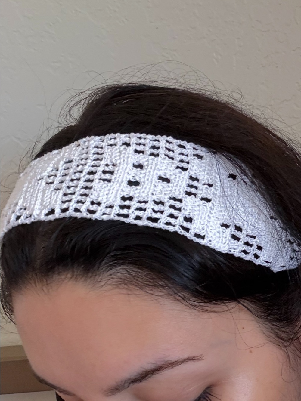 Handmade White Crochet Teddy Bear Headband - Women Accessories
